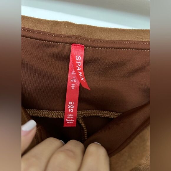 Spanx Faux Suede Leggings in Caramel - Picture 8 of 11